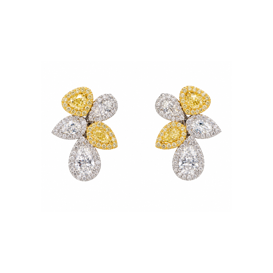 Aurelia Fancy Yellow Diamond Floral Earrings