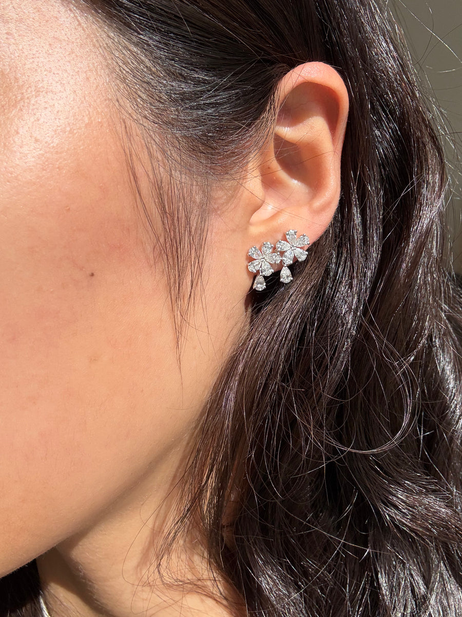 The Blossoming Floral Diamond Drop Earrings