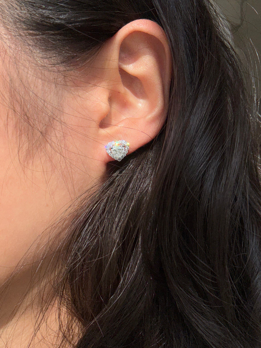 The Heart Halo Diamond Studs