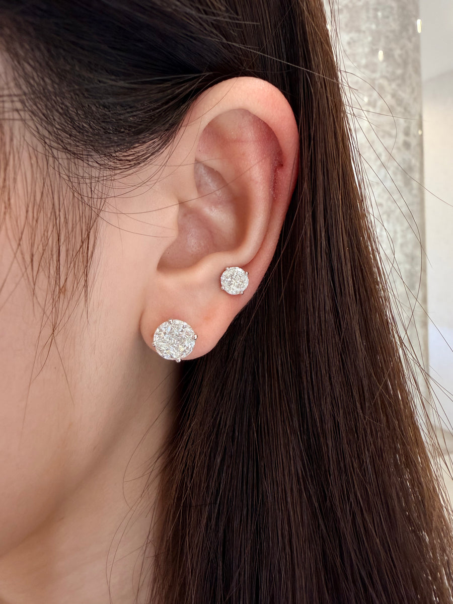 The Round illusion diamond earrings