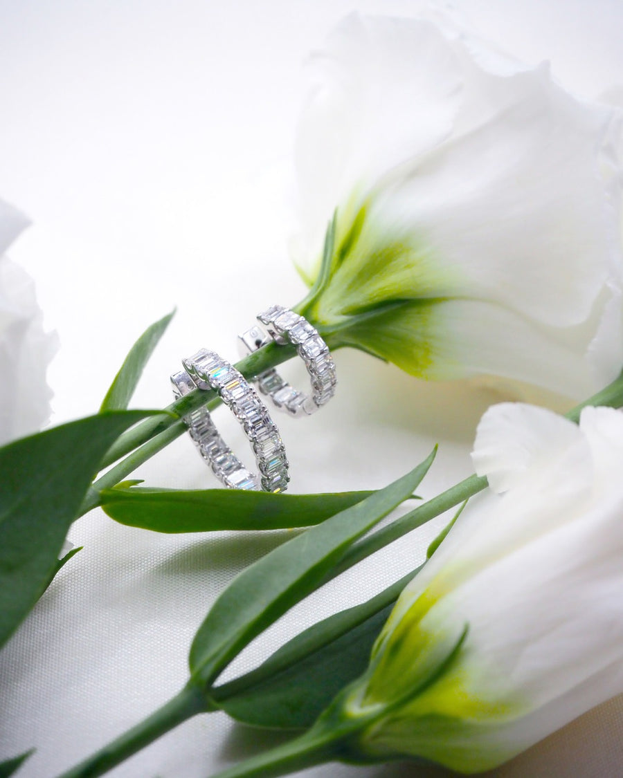 The Signature Ice Cube Emerald-Cut Hoop Earrings