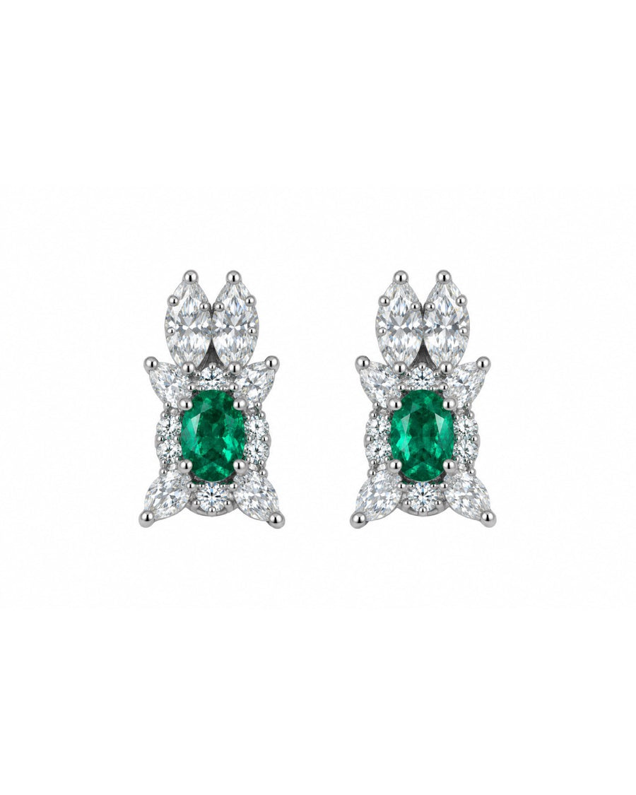 The Emerald Bloom Diamond Studs