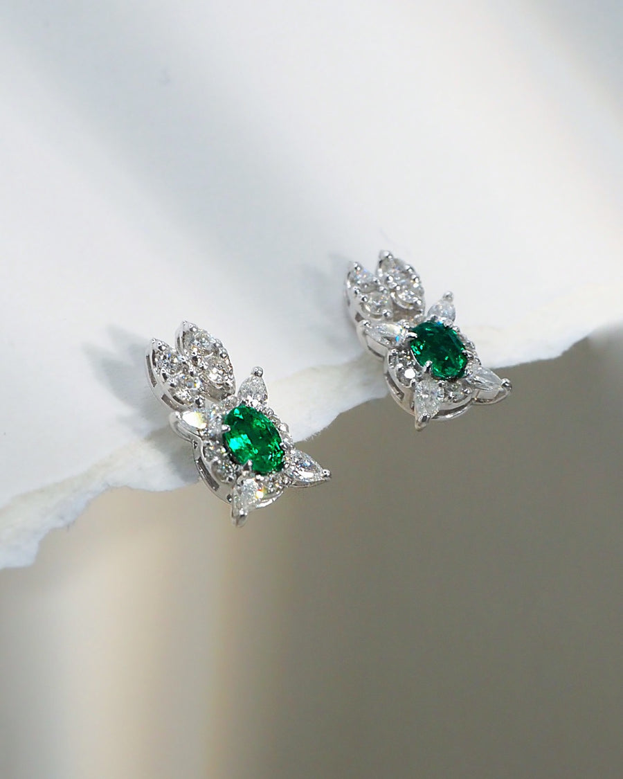The Emerald Bloom Diamond Studs