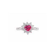 The Heart-Shaped Spinel Diamond Halo Ring