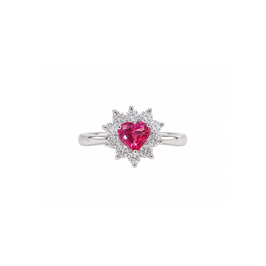 The Heart-Shaped Spinel Diamond Halo Ring