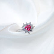 The Heart-Shaped Spinel Diamond Halo Ring