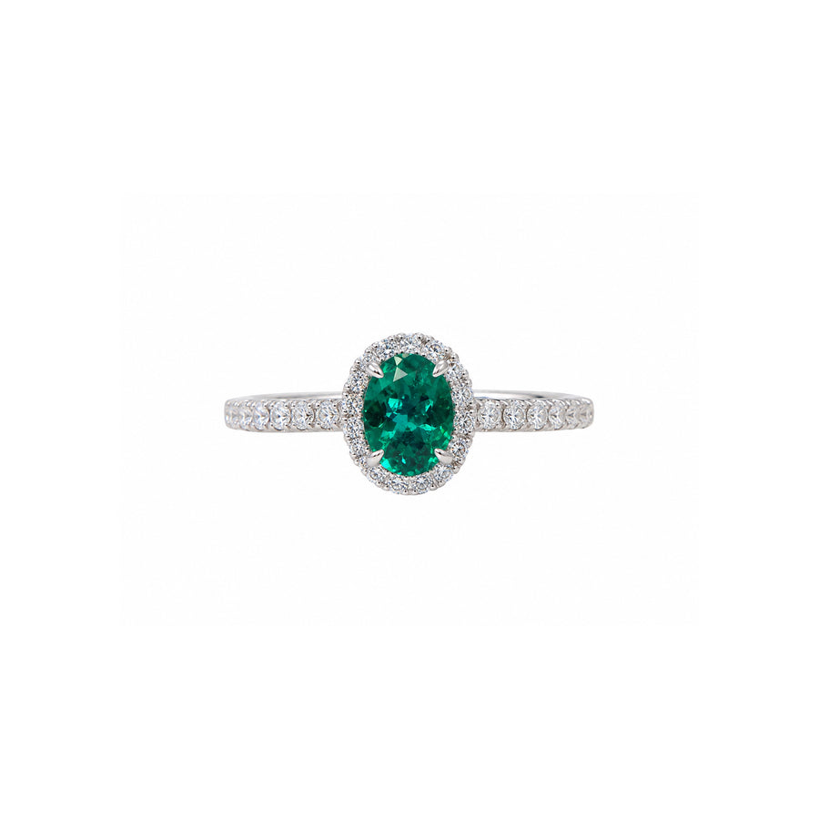 The Oval Emerald Diamond Halo Ring