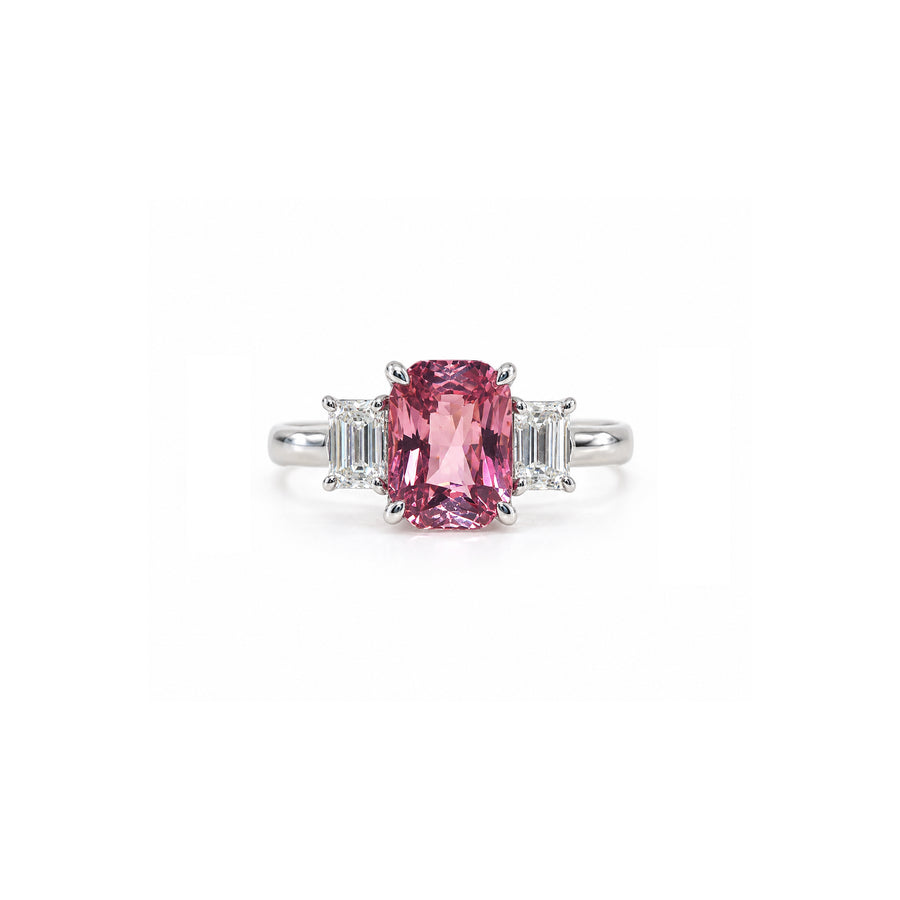 The Padparadscha Three-stone Ring