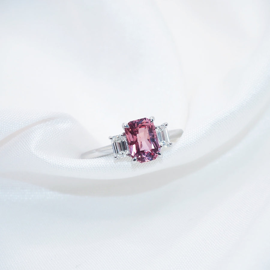 The Padparadscha Three-stone Ring
