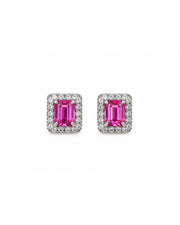 The Pink Emerald-Cut Diamond Halo Studs
