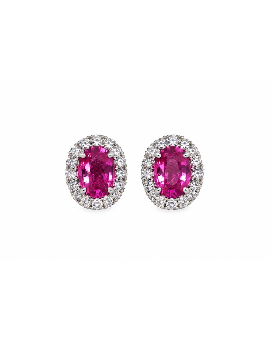 The Pink Oval Diamond Halo Studs