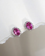 The Pink Oval Diamond Halo Studs