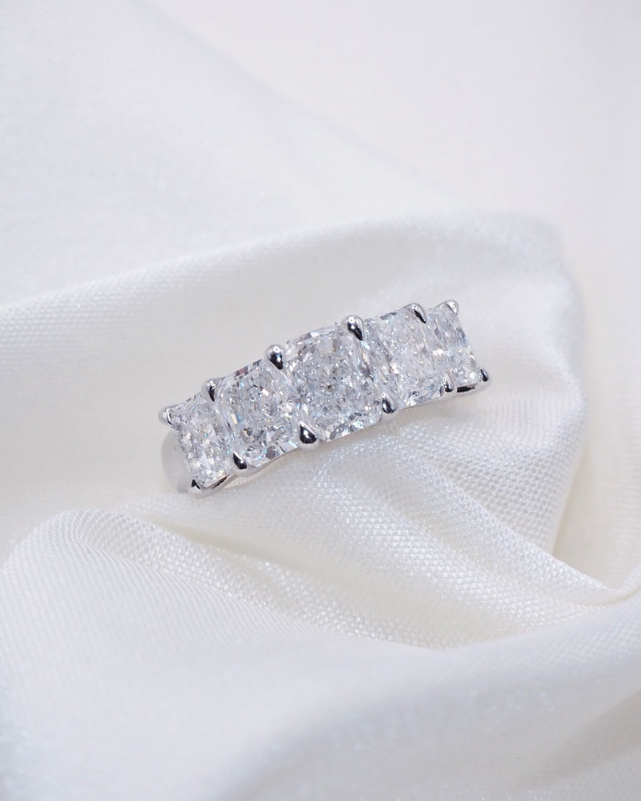 GIA Radiant-Cut Diamond Five-Stone Band