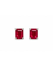 The Red Emerald-Cut Studs