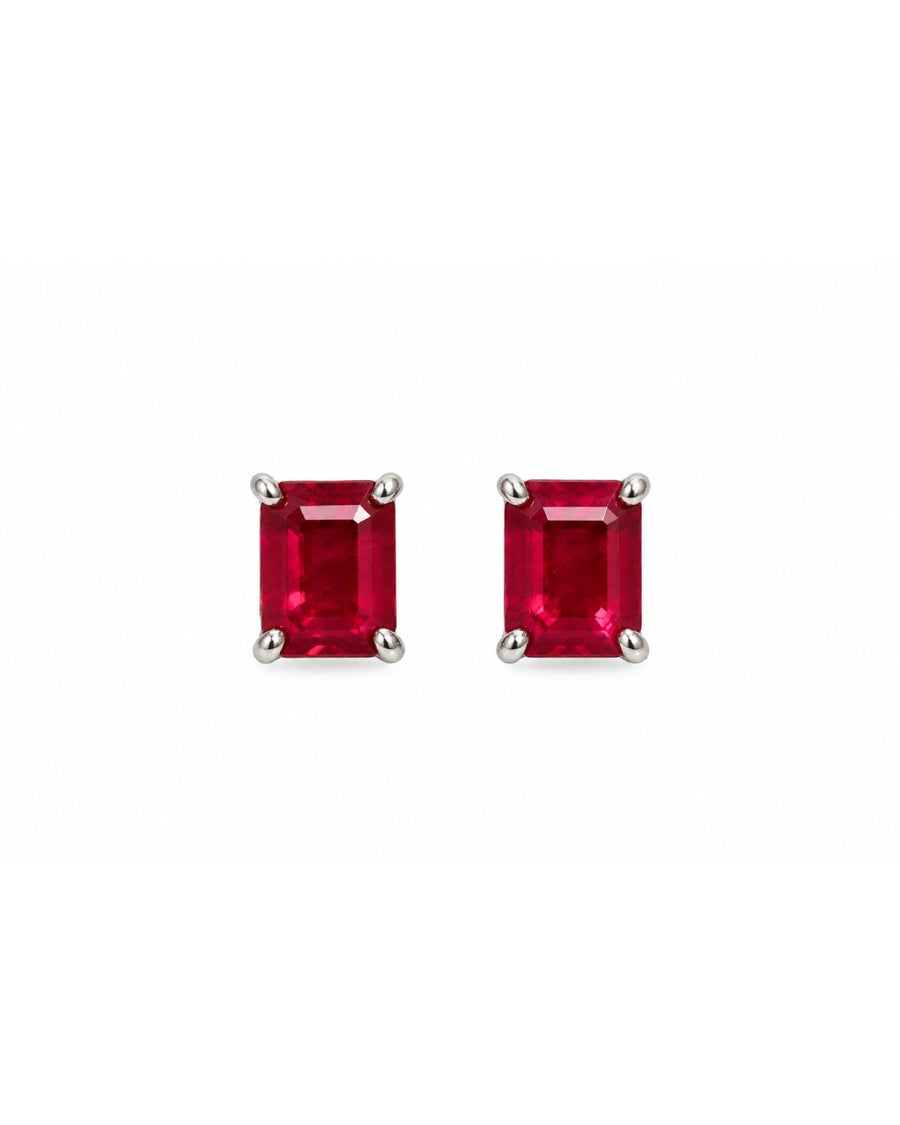 The Red Emerald-Cut Studs