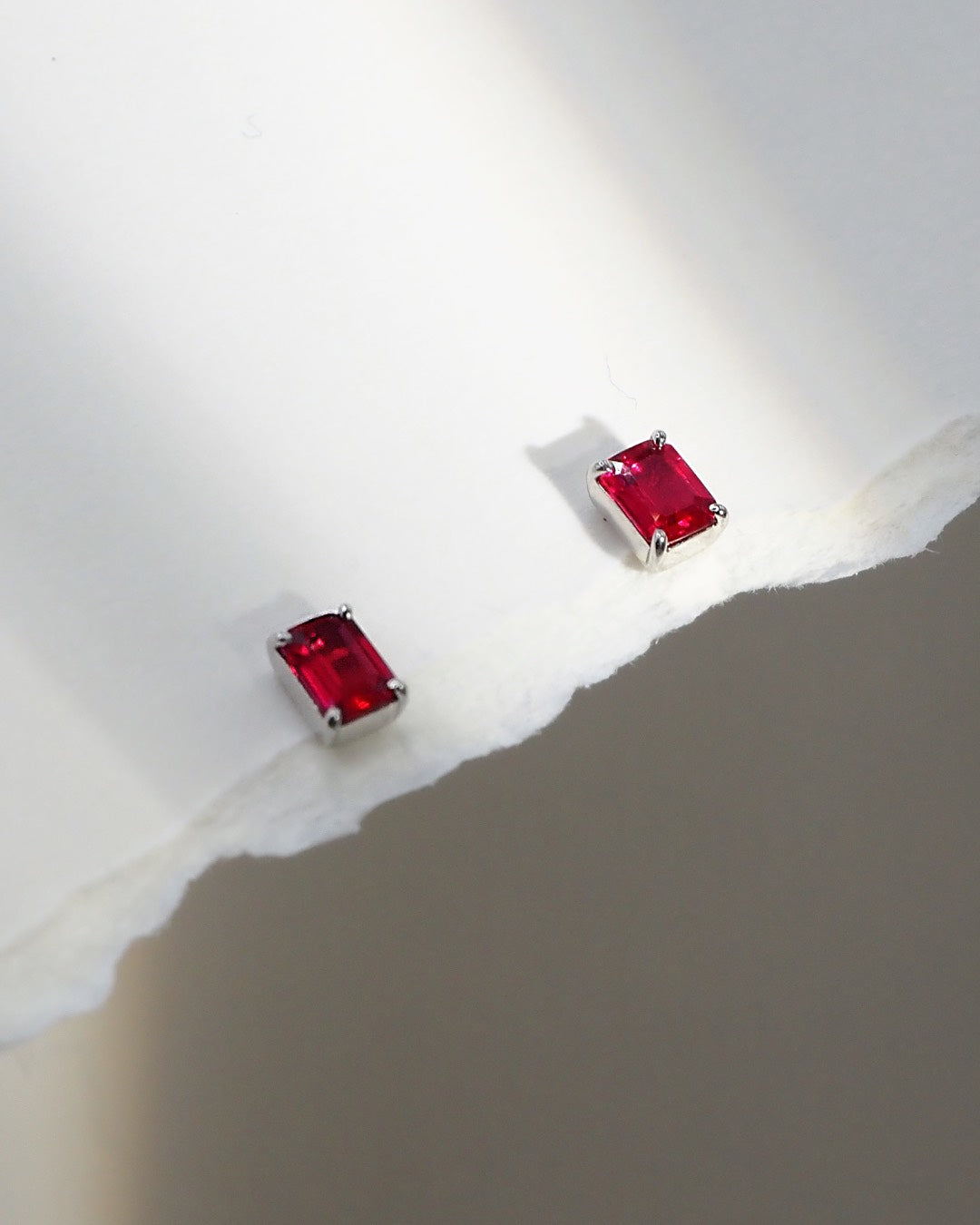 The Red Emerald-Cut Studs