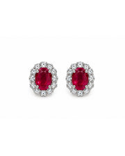 The Red Floral Halo Studs