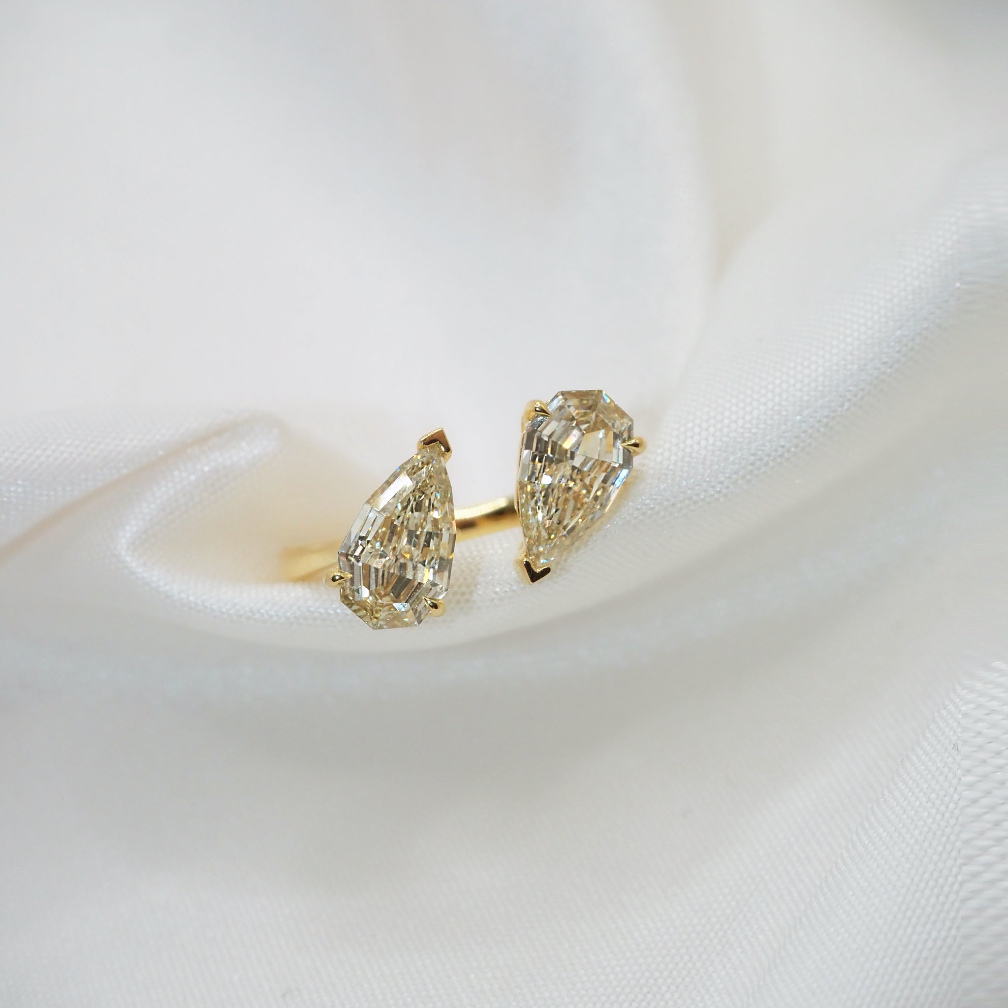 Toi et Moi Step Cut Champagne Diamond Ring