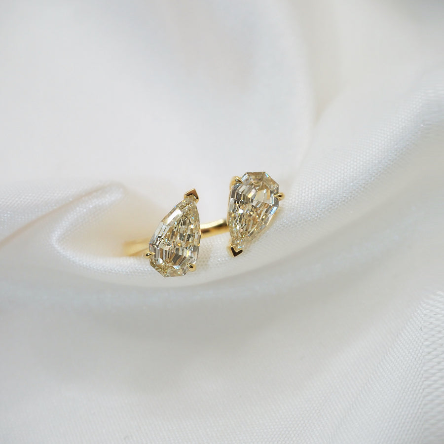 Toi et Moi Step Cut Champagne Diamond Ring
