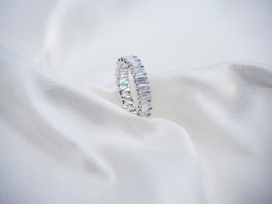 The Emerald-Cut "Ice Cube" Eternity Band