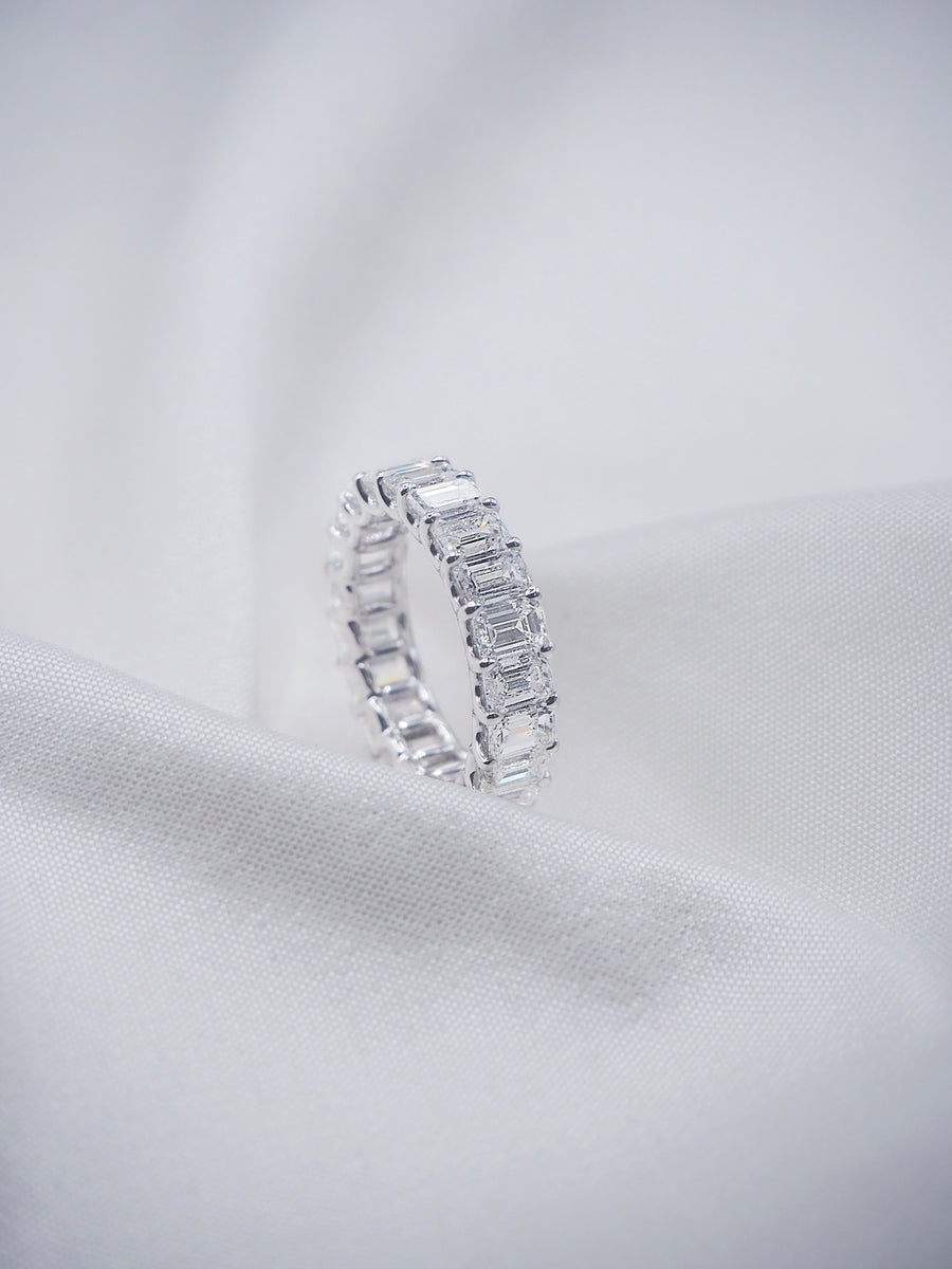 The Emerald-Cut "Ice Cube" Eternity Band